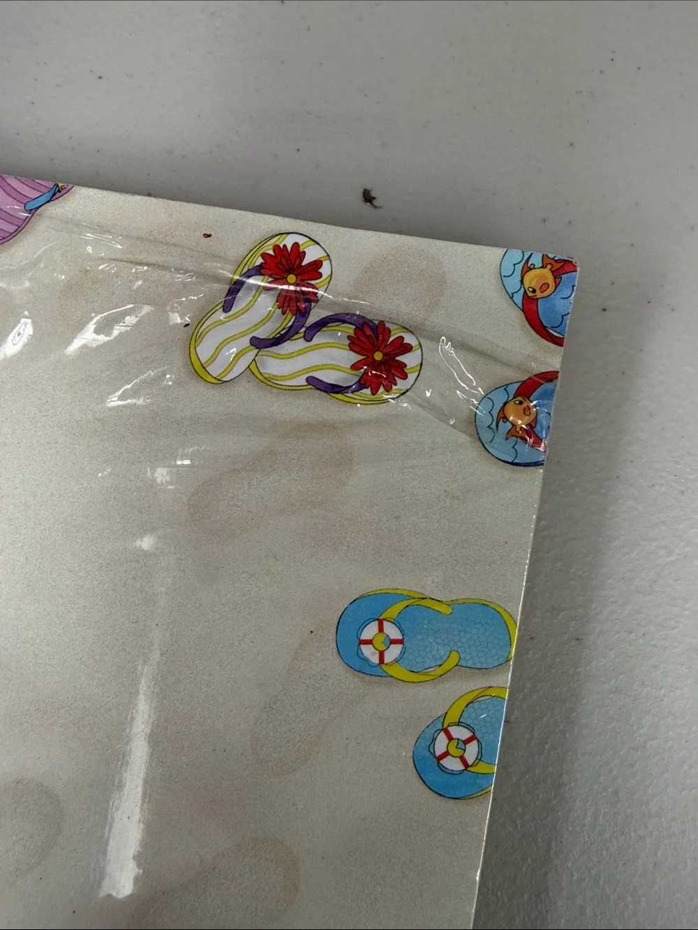 Kids Flip Flops Patterned Stationery - Cream Easy to Print Letterhead 8.5x11